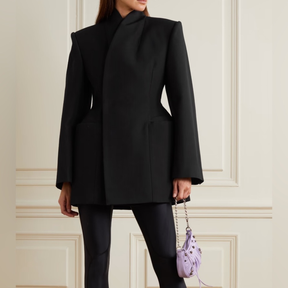 Balenciaga Hourglass Wool Jacket FW22 by Demna | Black Structured Blazer